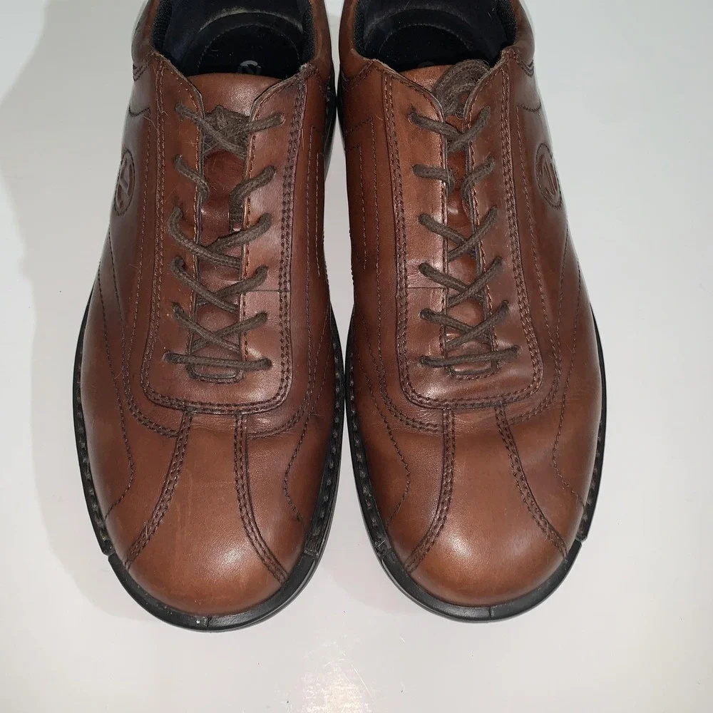 ECCO Shoes Mens Size 12.5 Brown Leather Lace Up Casual Comfort Walking Oxfords